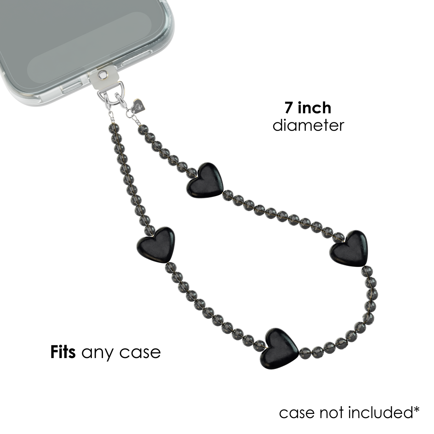 VELVET CAVIAR - Phone Charm Wristlet - Black Heart