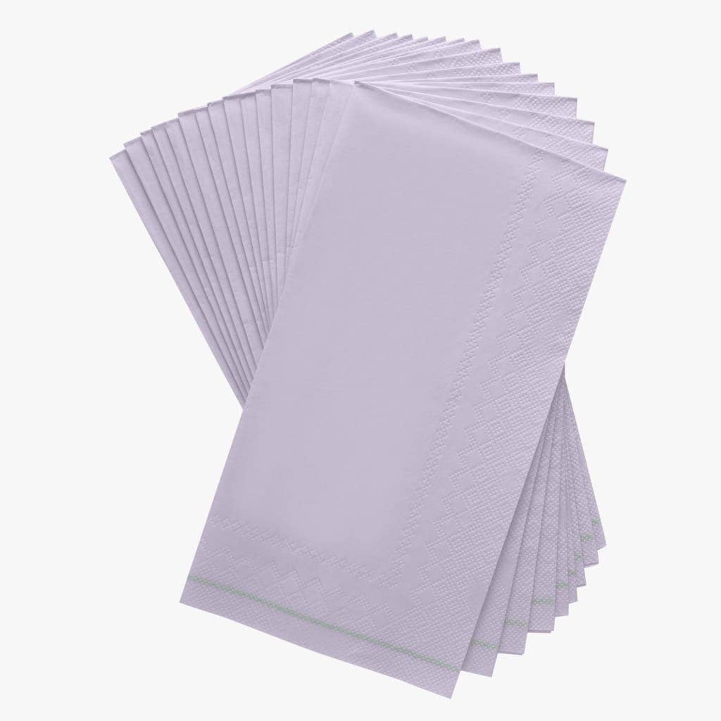 Luxe Party - Lavender Purple with Silver Stripe Guest Paper Napkins | 16 Napkins: 16 Dinner Napkins