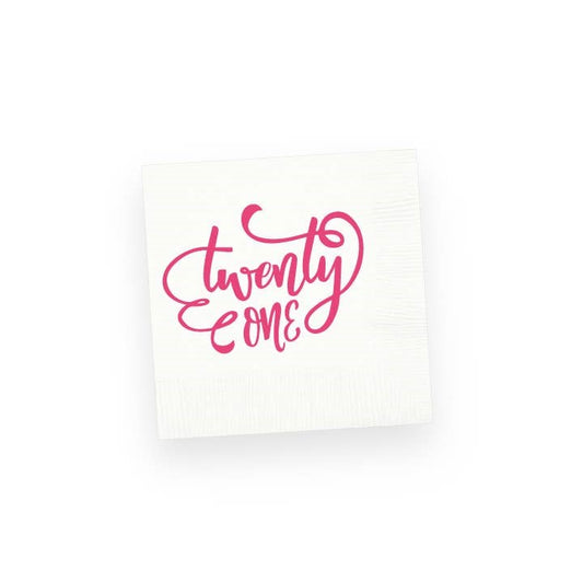 Beverage White Napkins with Twenty One Design Hot Pink