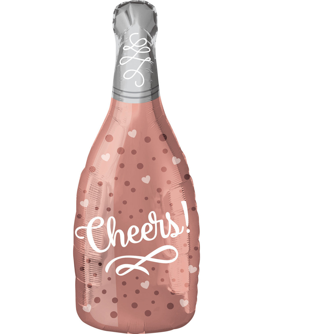 26"A Champagne Bottle Cheers Rose Gold Mylar Balloon