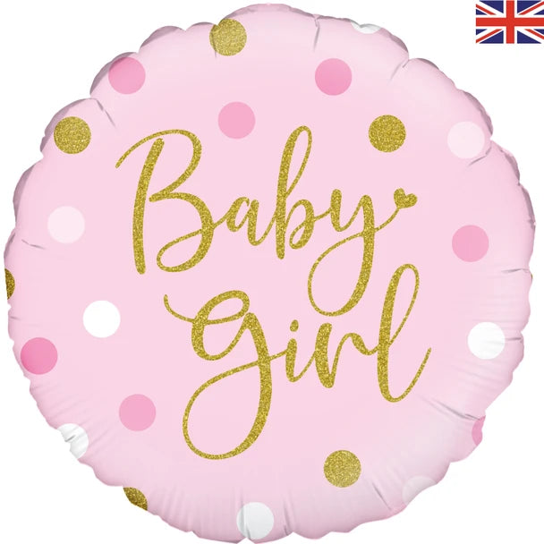 18" Baby Girl Pink Holographic Mylar Balloon