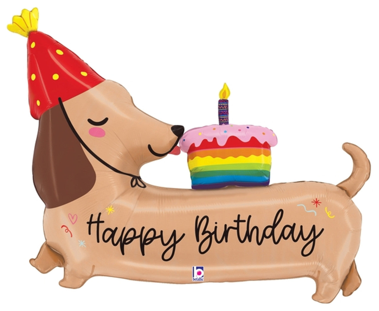 43" Happy Birthday Dachshund Dog Mylar Balloon