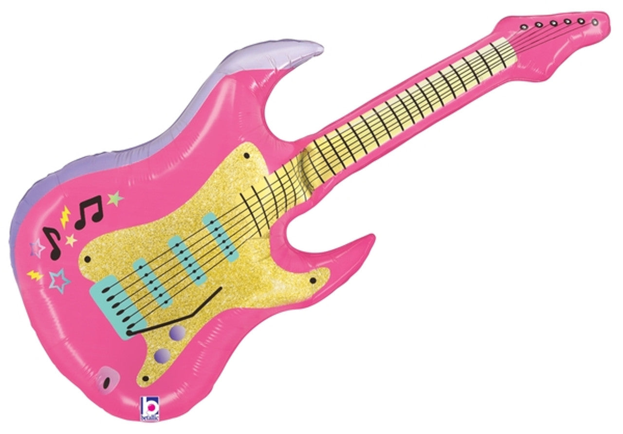 39" Pink Electric Guitar Mylar Balloon