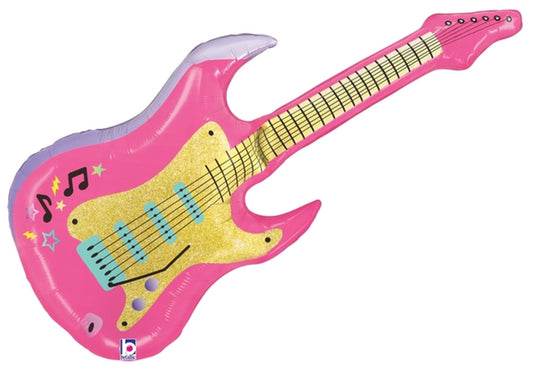 39" Pink Electric Guitar Mylar Balloon