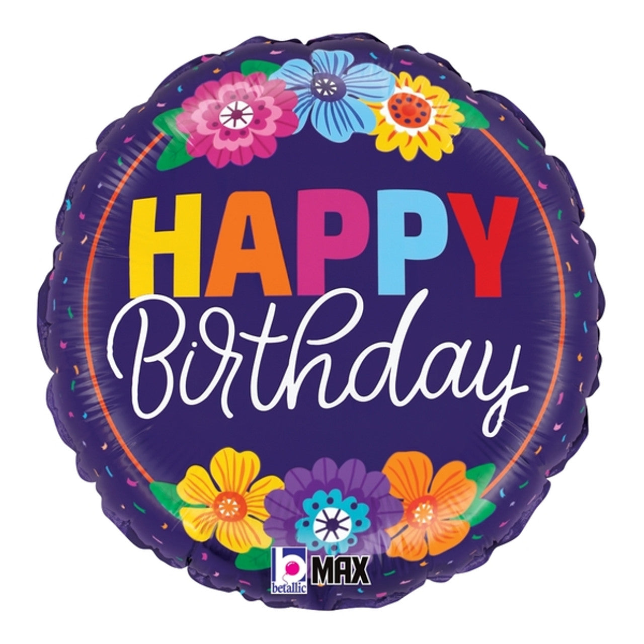 18" Happy Birthday Bold Blooms Foil balloon