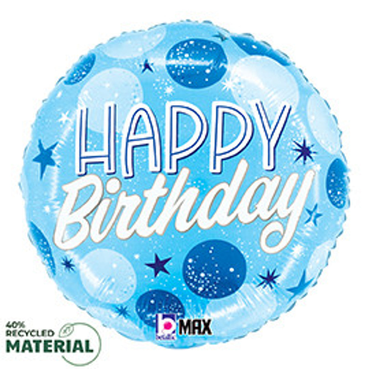 18" Happy Birthday Sparkle Blue Dots Mylar
