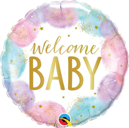 18" Welcome Baby Watercolor Mylar Balloon