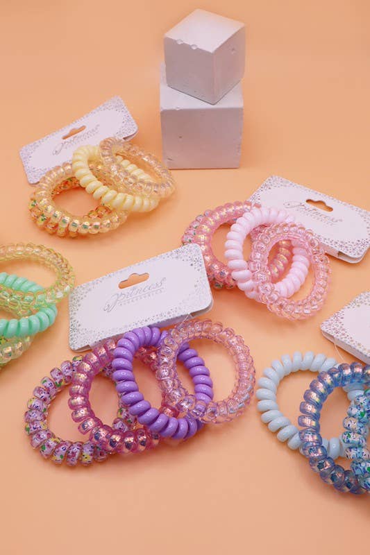 4-Pcs Multicolor Spiral Hair Ties: ASSORTED / ONE SIZE