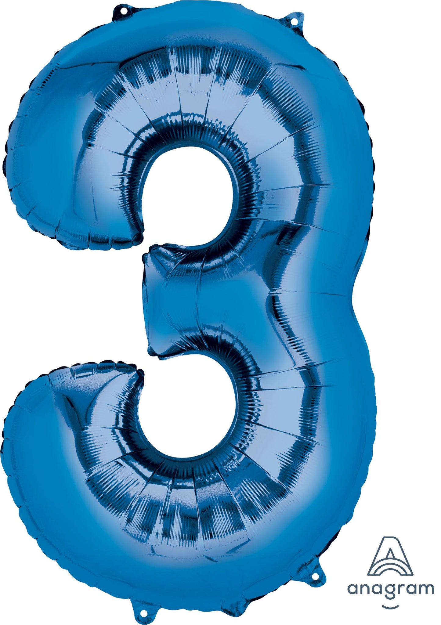 34" Blue Number 3 Mylar Balloon