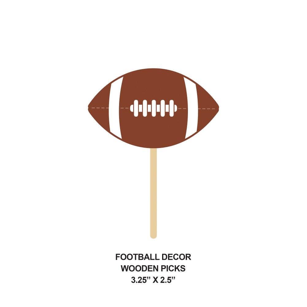 Bulk Party Decor - Tailgate Decor Wooden Pick Football, 50/Pkg