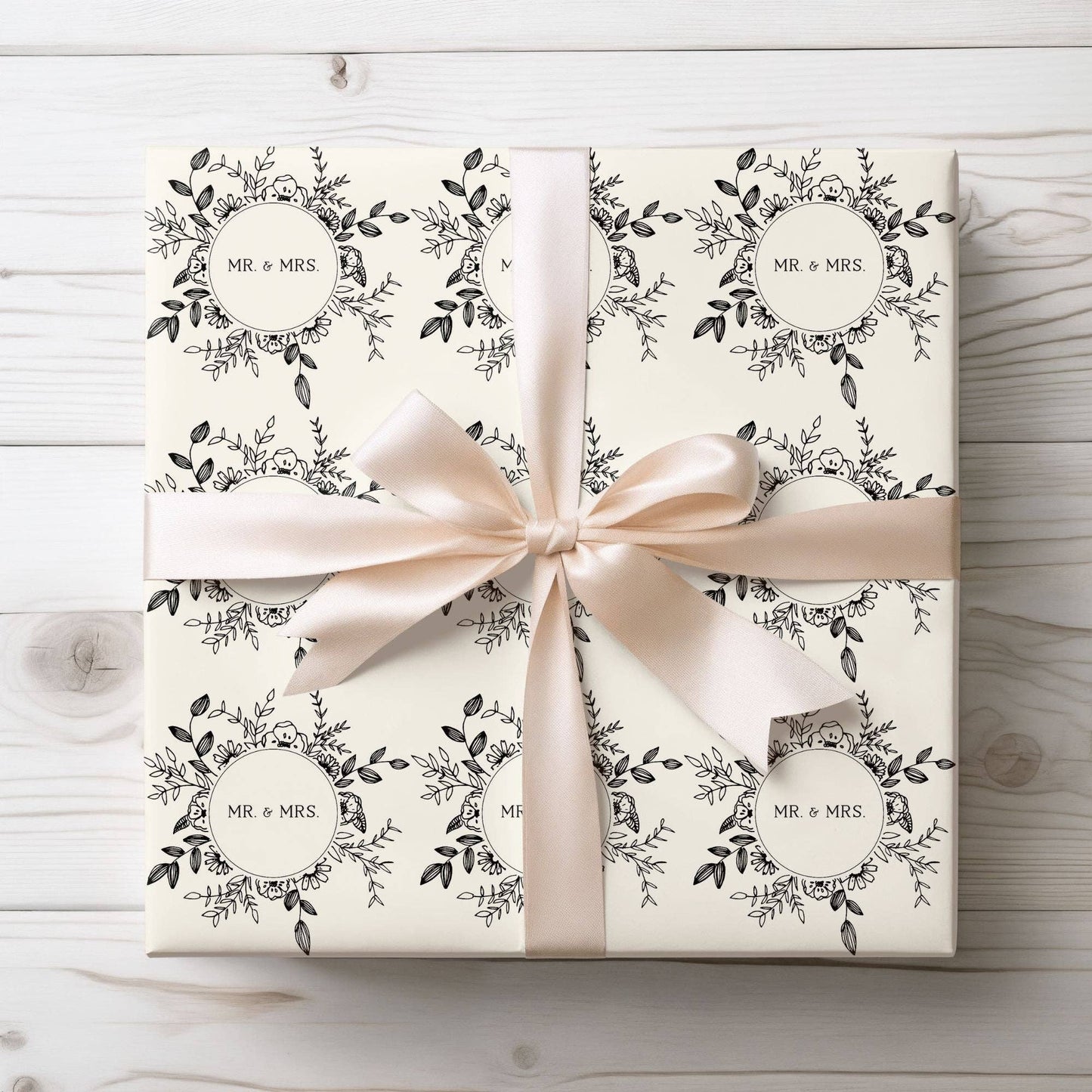 Mr. & Mrs. Black and White Wrapping Papers: Glossy / 30" x 36"