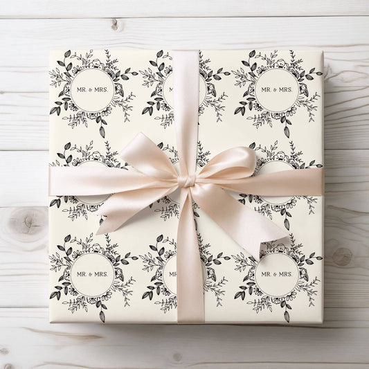 Mr. & Mrs. Black and White Wrapping Papers: Glossy / 30" x 36"