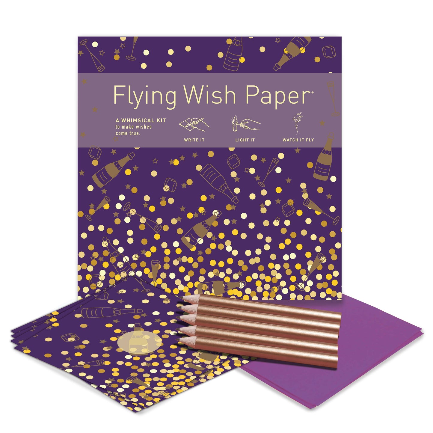 FLYING WISH PAPER® – Manifestation & Intention Ceremony Kits - CHAMPAGNE 50 Wish Paper Kit | Party Favor | Wish Kit