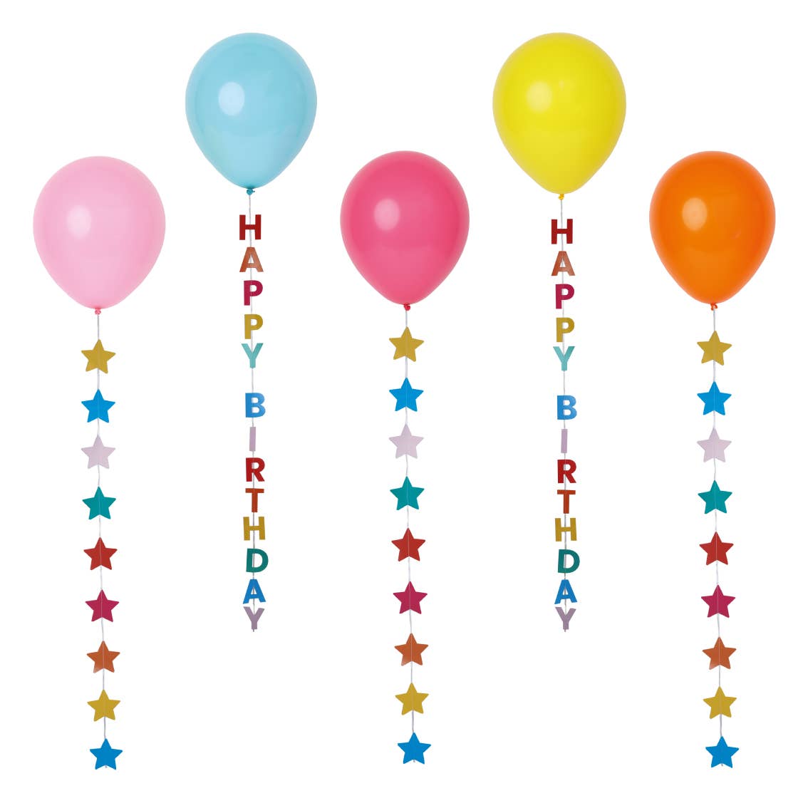 Birthday Balloons With Star and Tails | 5 Pack | Balloons |