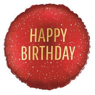 Happy Birthday Dark Red Round Mylar Balloon 18 in