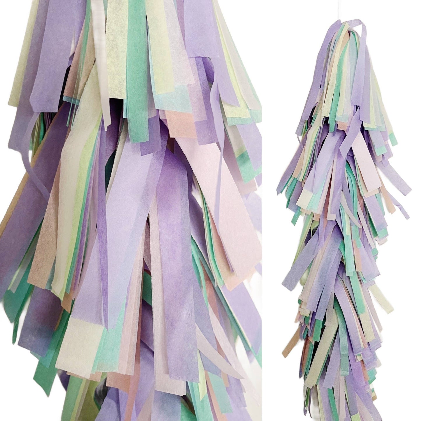 Fringed Tissue Balloon Tassel (Multicolored): Pastel Rainbow