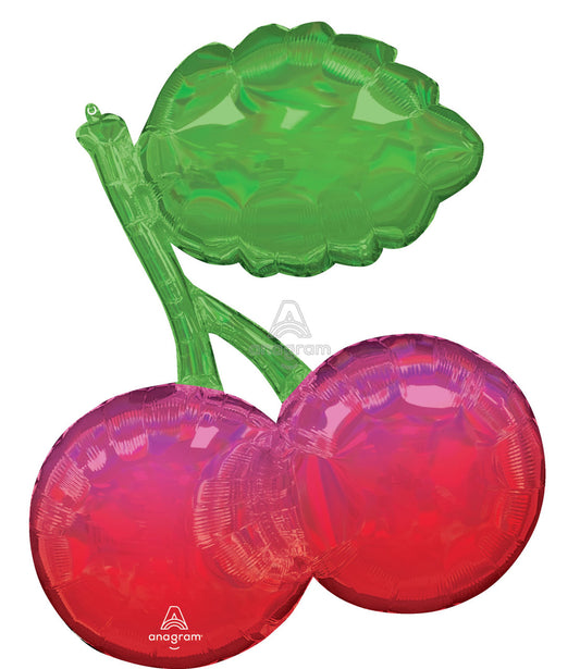 30"A Cherries Mix Holo Iridescent Mylar Balloon