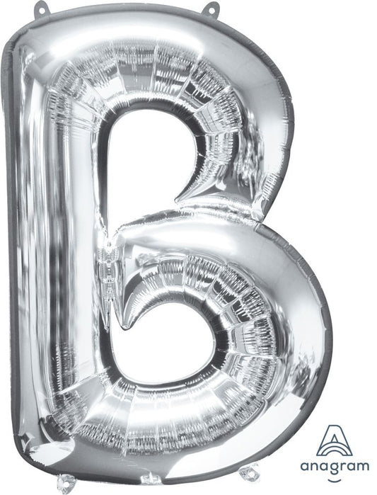 34" Silver Letter B  Mylar Balloon