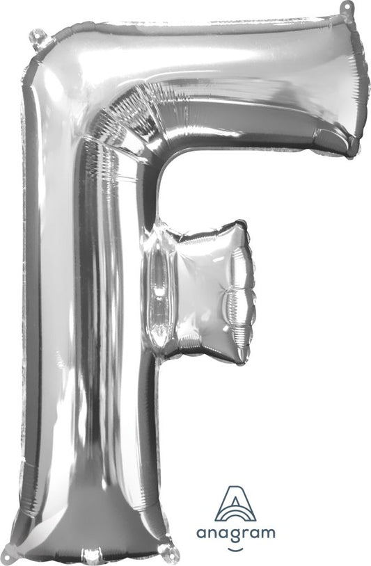 34" Silver Letter F Mylar Balloon