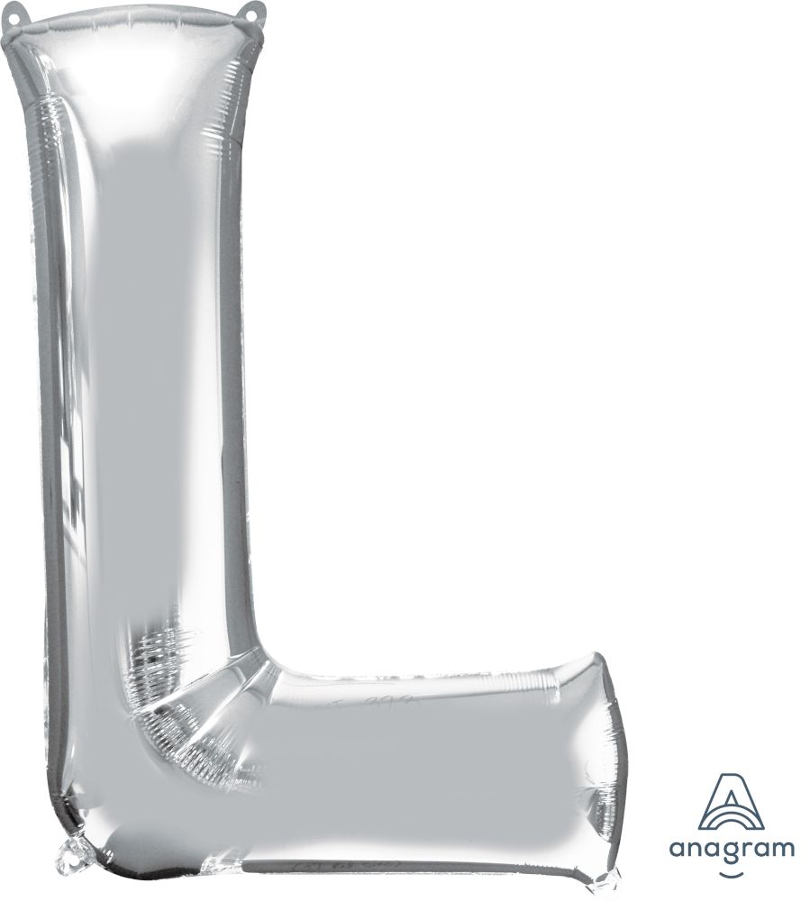 34" Silver Letter L Mylar Balloon