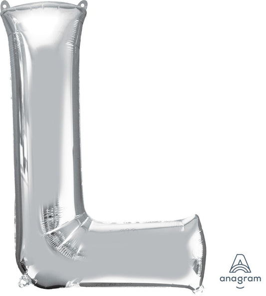 34" Silver Letter L Mylar Balloon