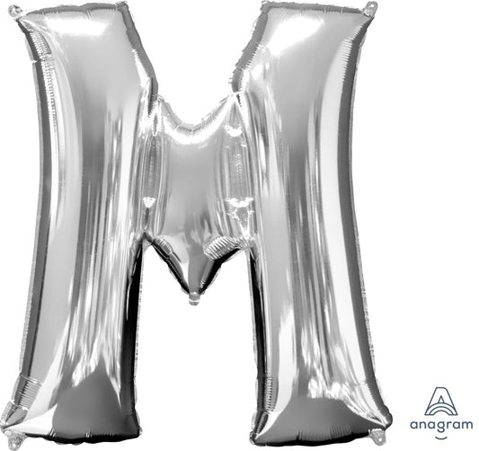 34" Silver Letter M Mylar Balloon