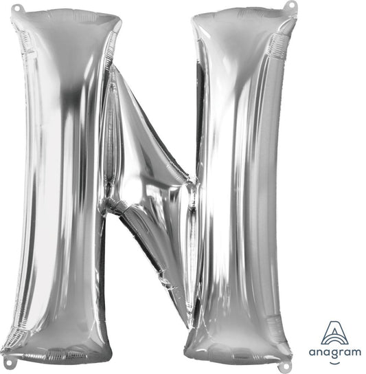 34" Silver Letter N Mylar Balloon