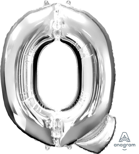 34" Silver Letter Q Mylar Balloon