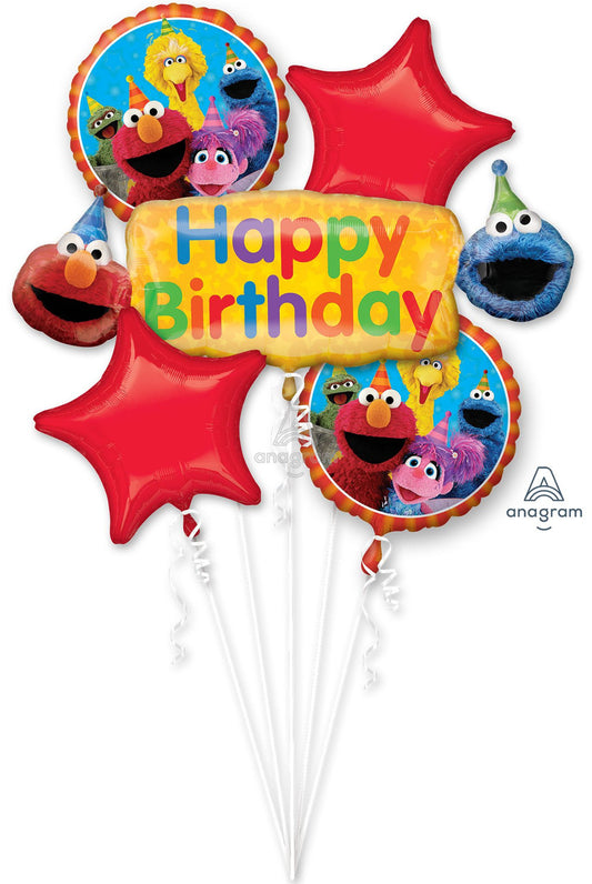 Bouquet Sesame Street Happy Birthday Mylar balloons