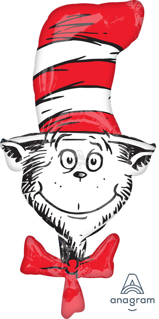 42" Dr Seuss Cat In The Hat Head Mylar Balloon