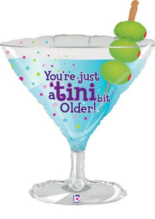 35"S Happy Birthday You're Just A Tini Bit Older Mylar Balloon
