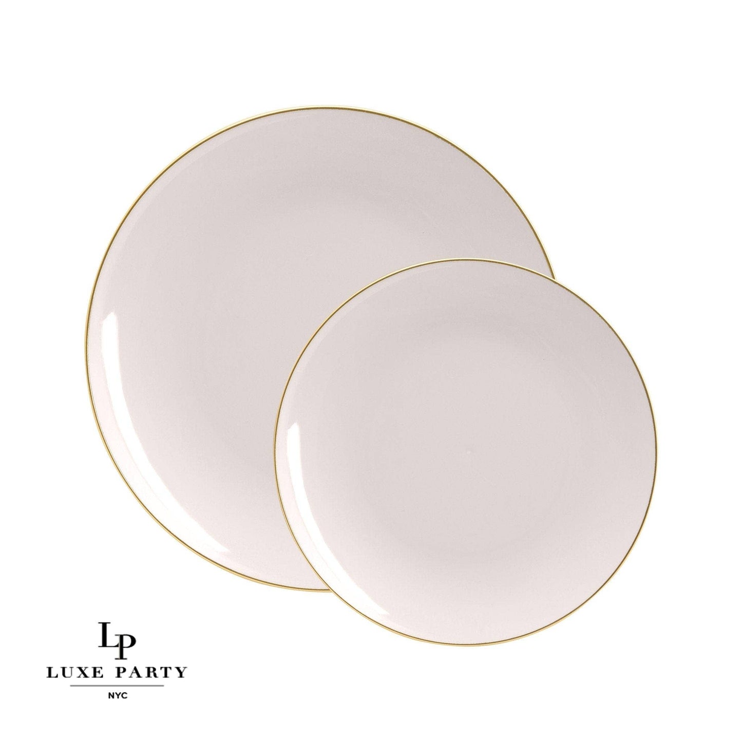 Round Linen • Gold Plastic Plates | 10 Pack: 10 Plastic Plates / 10.25" Dinner Plates