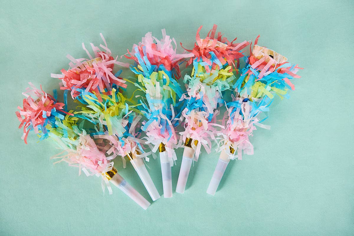 Confetti Burst Fringe Party Blowers (6 ct)
