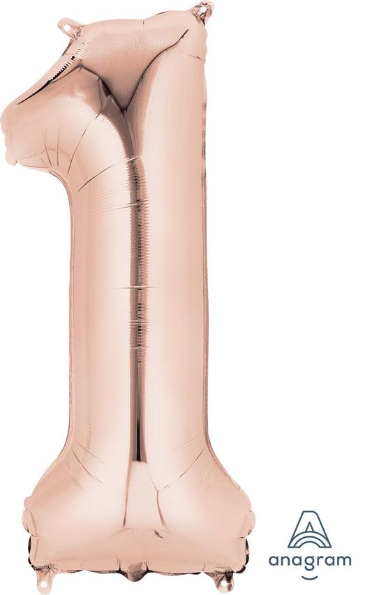 34" Rose Gold Number 1 Mylar Balloon