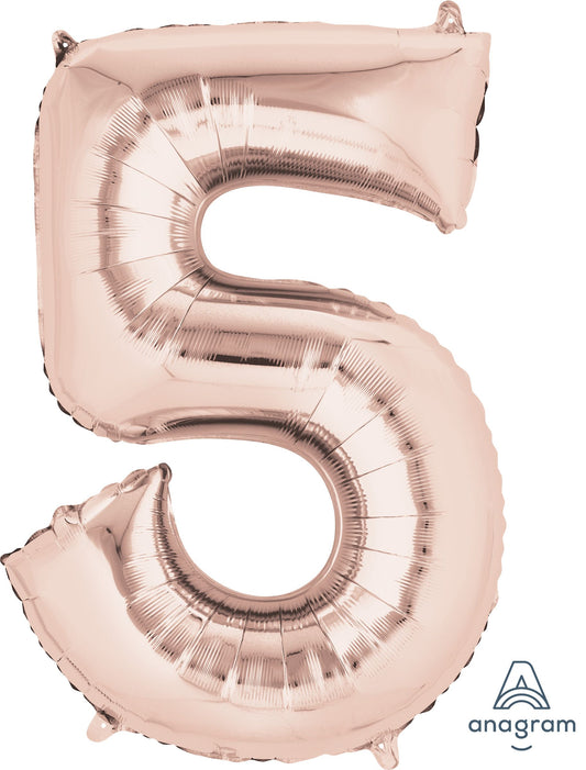 34" Rose Gold Number 5 Mylar Balloon
