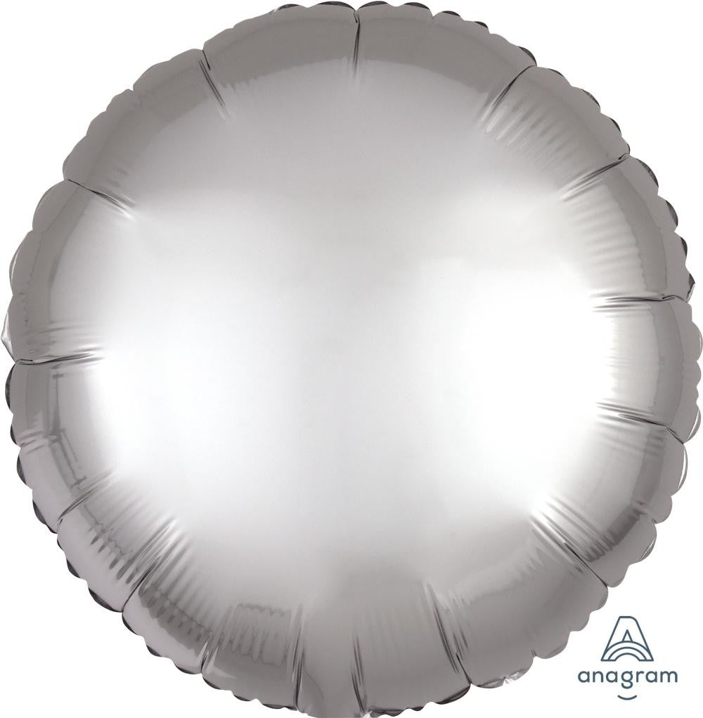 18" Round Satin Luxe Platinum Silver Mylar Balloon