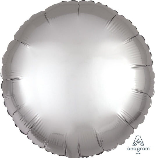 18" Round Satin Luxe Platinum Silver Mylar Balloon