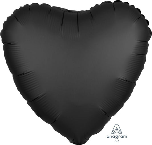 18"A Heart Satin Luxe Black Mylar Heart