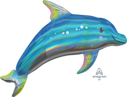 27" Iridescent Blue Dolphin Mylar Balloon