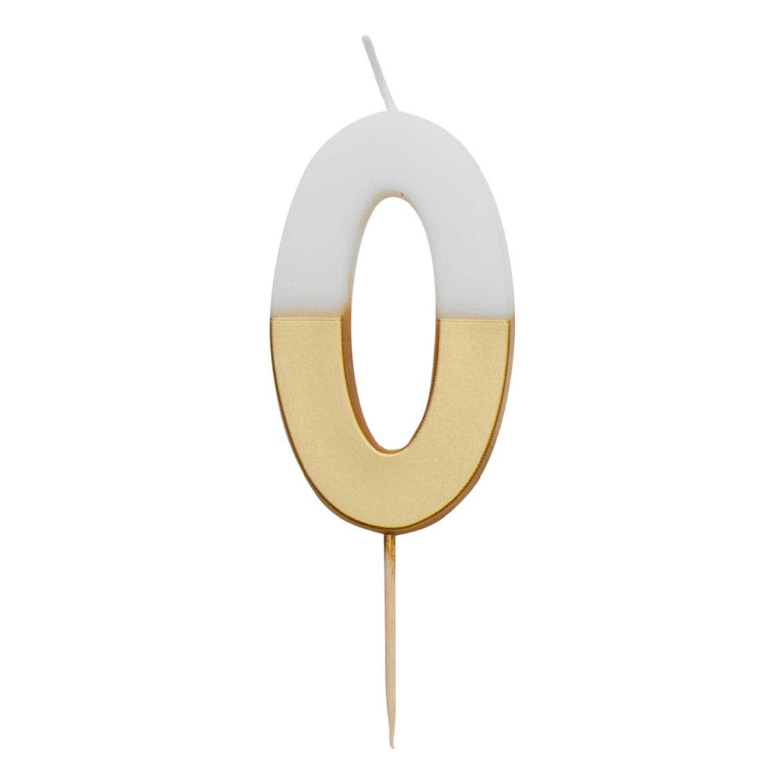 White & Gold Birthday Number Candles | 0-9 | Single |: 0