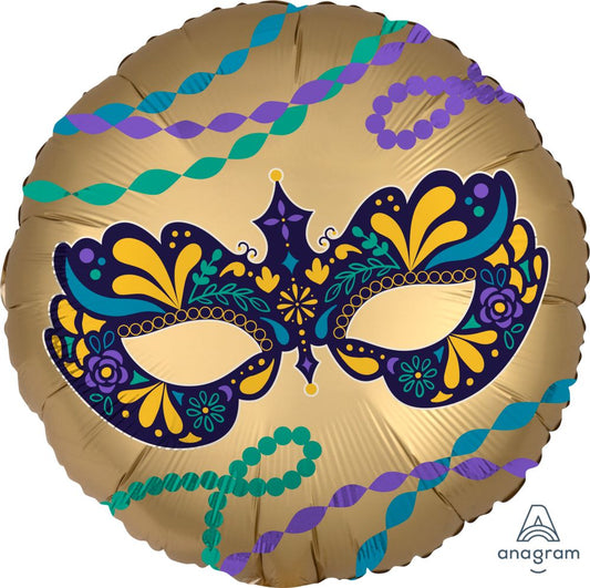 18" Satin Night in Disguise Mask Mylar Balloon
