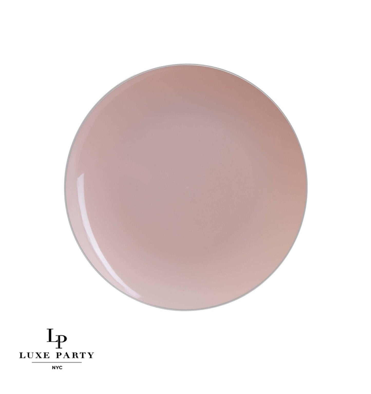 Round Blush • Silver Plastic Plates | 10 Pack: 10 Plastic Plates / 7.25" Appetizer Plates