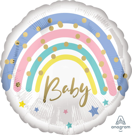 18" Pastel Rainbow Baby Mylar Balloon