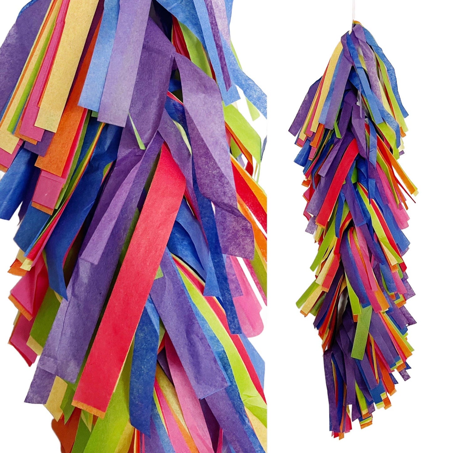 Fringed Tissue Balloon Tassel (Multicolored): Rainbow