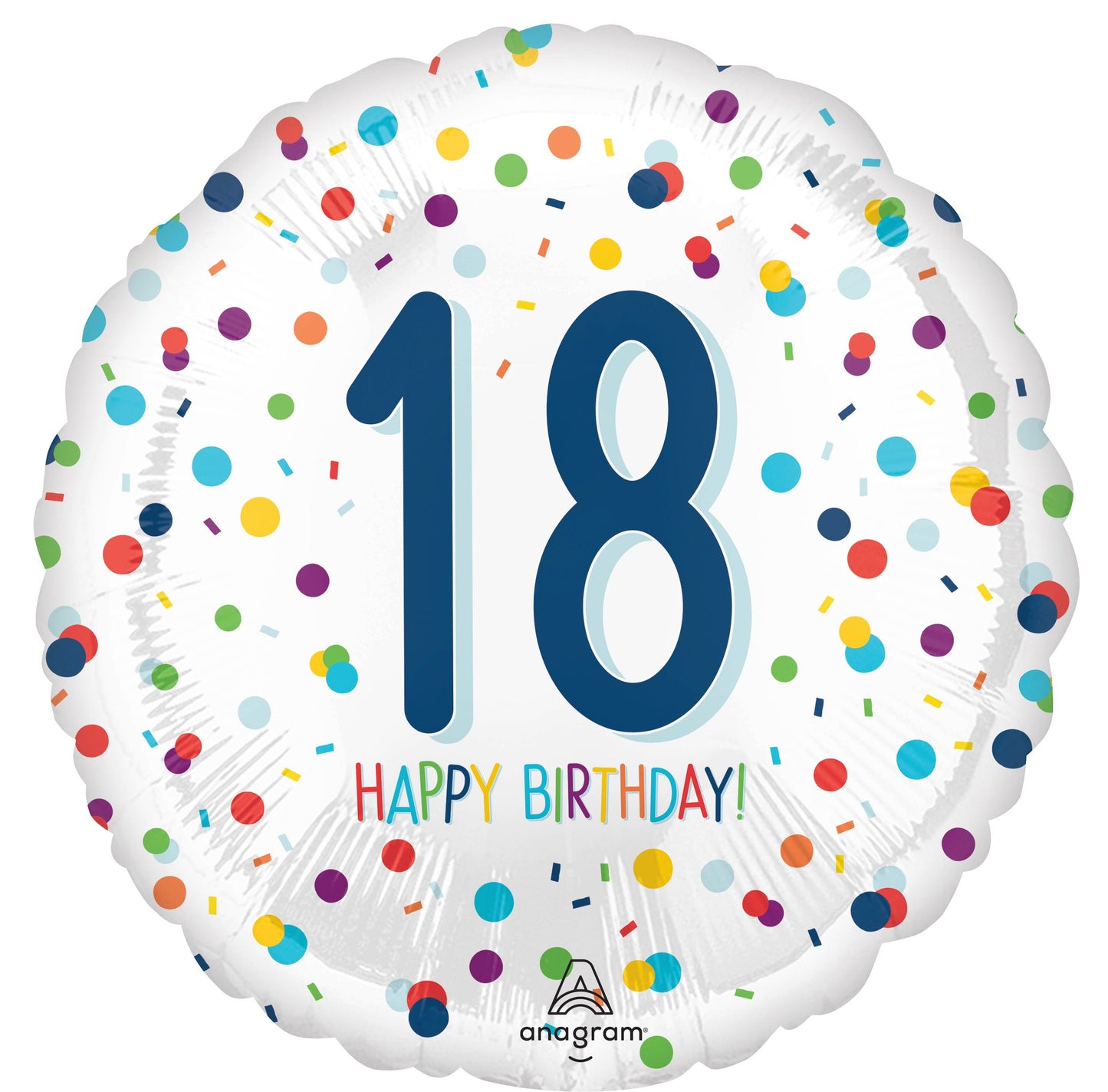 Standard Confetti Birthday 18 Mylar Balloon