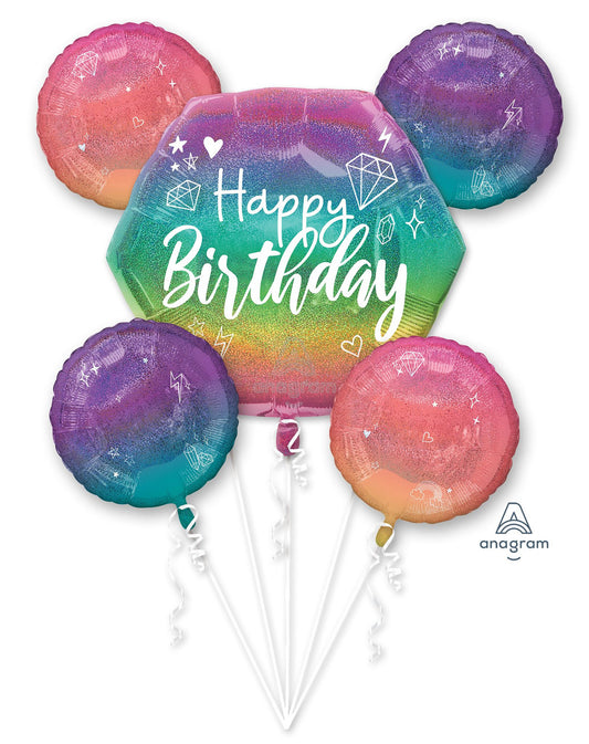 Bouquet Happy Birthday Sparkle Mylar Balloons