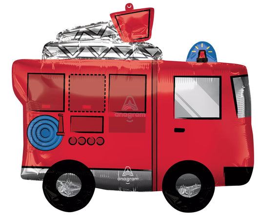 26"A Fire Truck Mylar Balloon