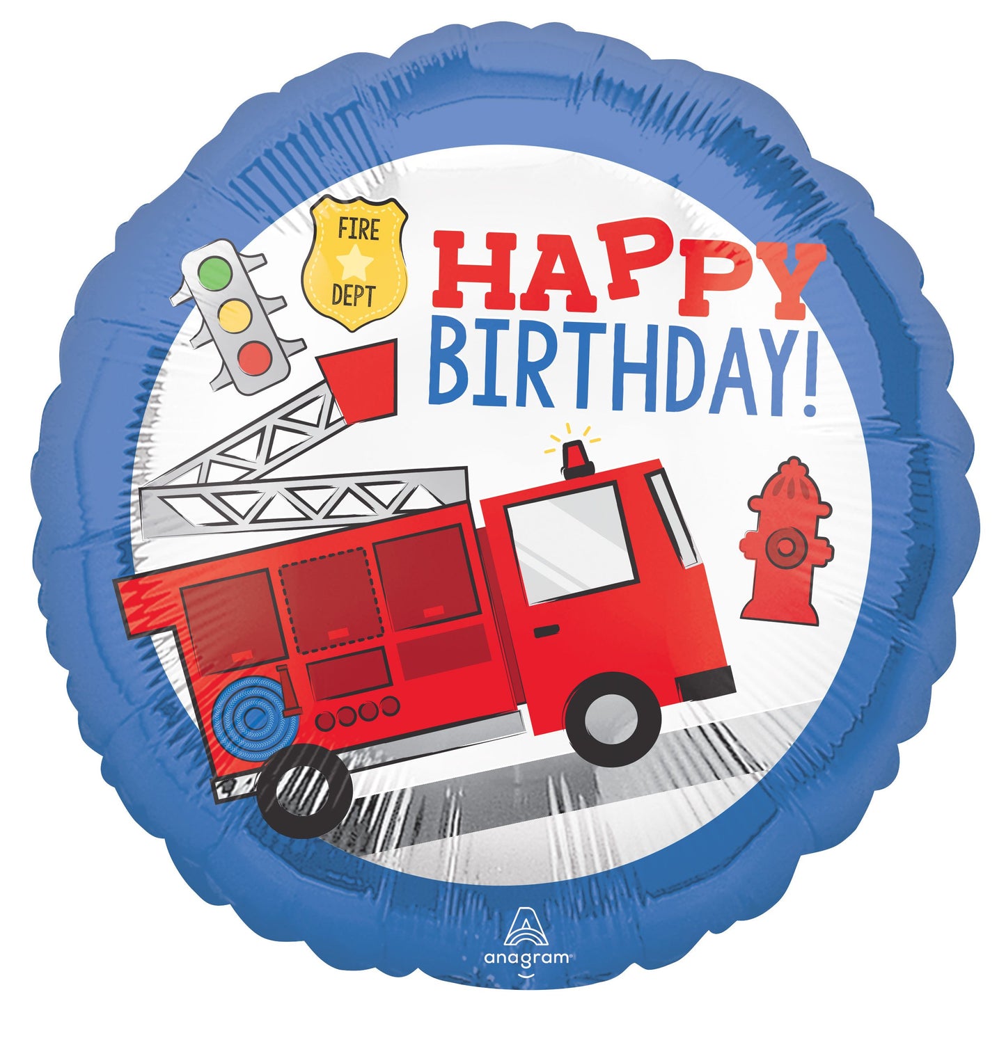 18" Fire Truck Happy Birthday Mylar Balloon