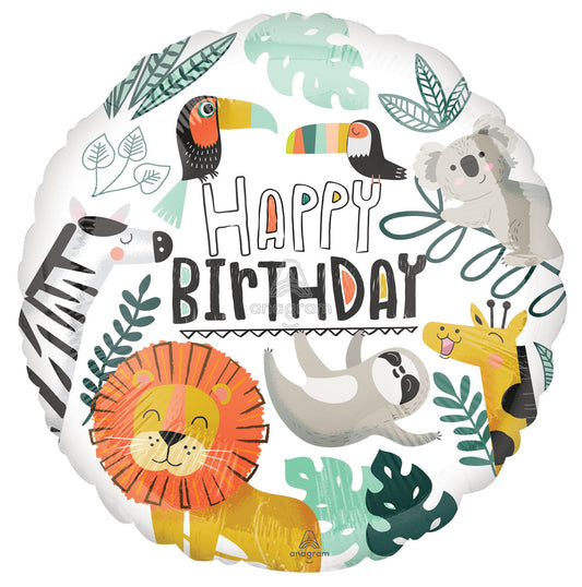 Happy Birthday Get Wild  Mylar Balloon 18"