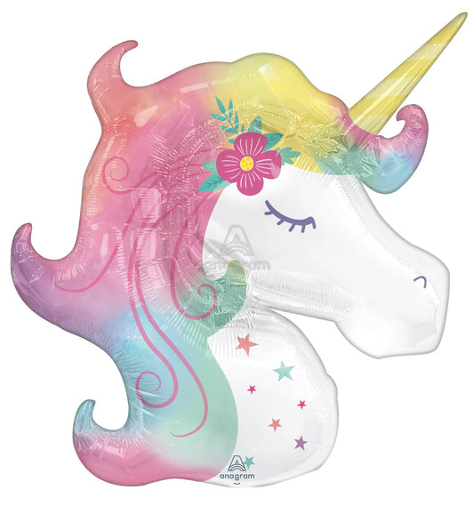 33" Unicorn Enchanted Head Mylar Balloon